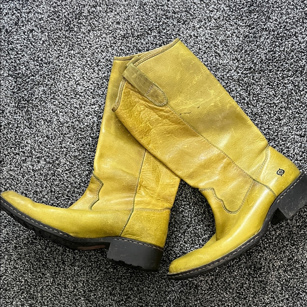 Born Chartreuse Leather Boots